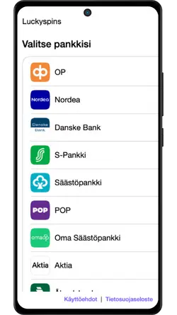 Lucky Spins talletus pankkivalikolla